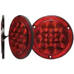 LED Round Trailer Tail Light, Stop/Tail/Turn Light, Integrated Reflex Reflector, Surface Mount, 12 Diodes, J-4412-FRX