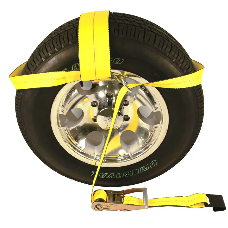Auto Strap, Side Mt Wheel Net, Ratchet, Up To 19" Tire, W/Lasso Ring