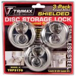Padlock, Keyed Alike, Round, Stainless, 10mm Shackle, 3-Pack