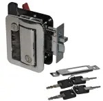Jammy Locking Trailer Door Latch, Chrome, With 4 Keys, TDL01-C