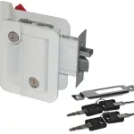 Jammy Locking Trailer Door Latch, White, With 4 Keys, TDL01-C