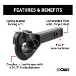 Curt Receiver Mount With Pintle Hook-2" Shank, 2-1/2" Lunette Eye, 20K - Image 3