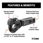 Curt Receiver Mount With Pintle Hook- 2-1/2" Shank, 2-1/2" Lunette Eye, 20K
