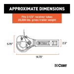 Curt Receiver Mount With Pintle Hook- 2-1/2" Shank, 2-1/2" Lunette Eye, 20K