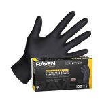 Raven Black Nitrile Gloves, 7 mil, 100/box